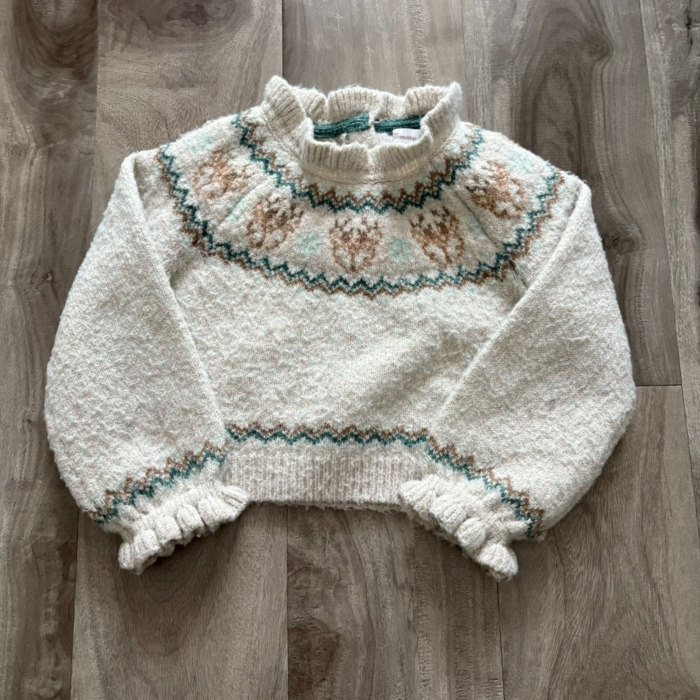 Tommy Bahama Baby Norwegian Sweater 18M Beige Knit Pullover Textured Warm